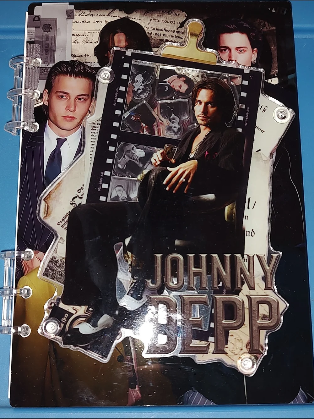 New! A5 Size Johnny Depp Collage Acrylic Shaker Notebook With Paper